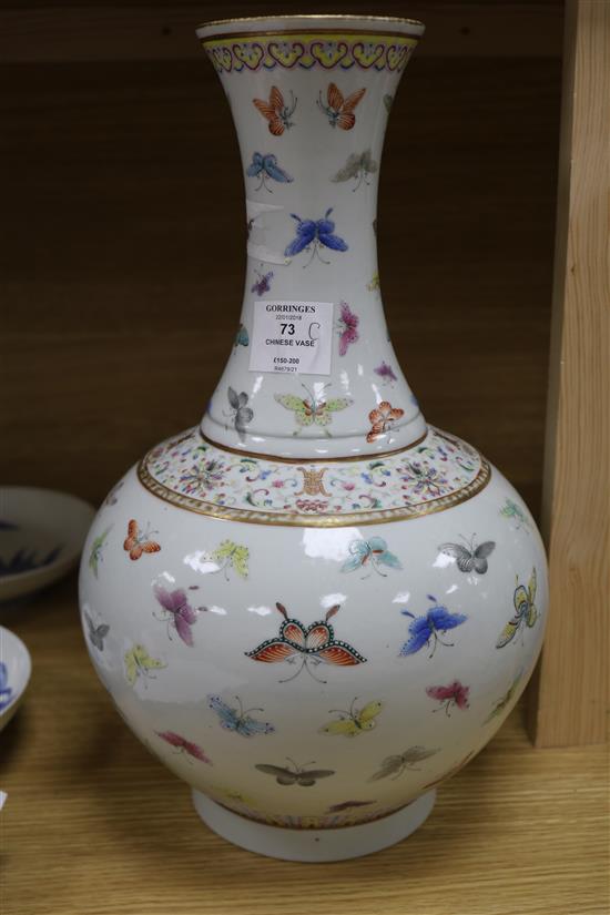 A Chinese famille rose bottle vase, Guangxu mark but later, 15in.